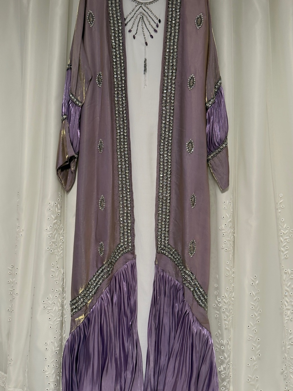 Lavender Embellished Fringe Abaya